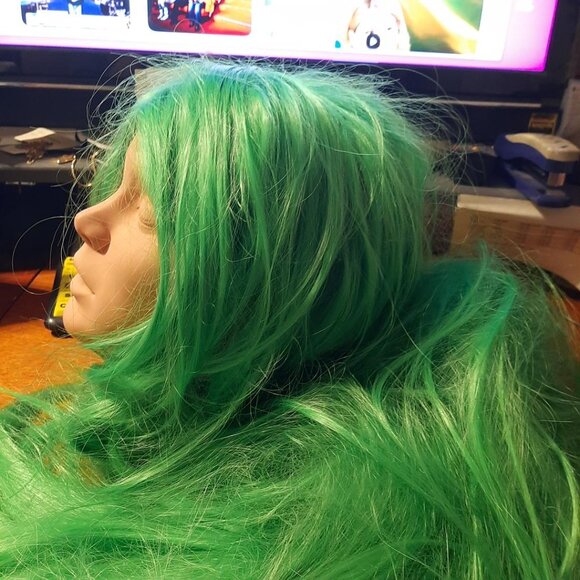 NEW ! Women Extra Long 39 Inch Wig Straight Green main image 6